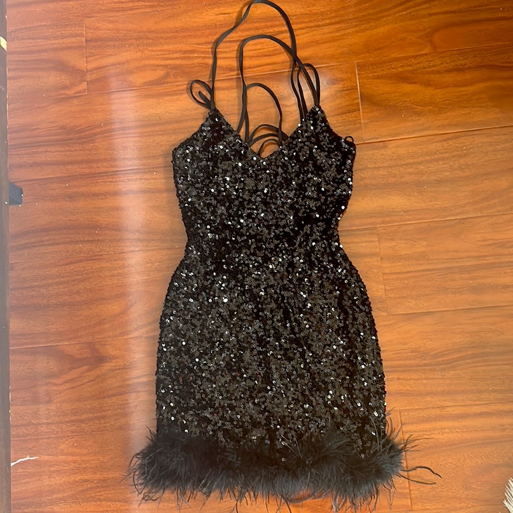 Black sequin mini dress
